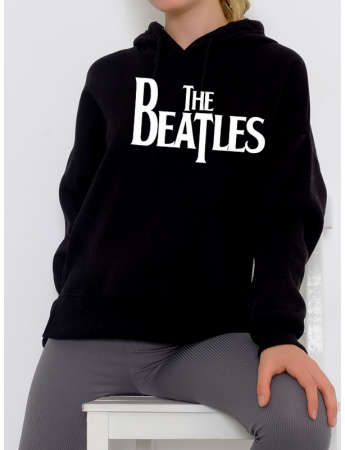 The Beatles Baskılı Kadın Sweatshirt Siyah