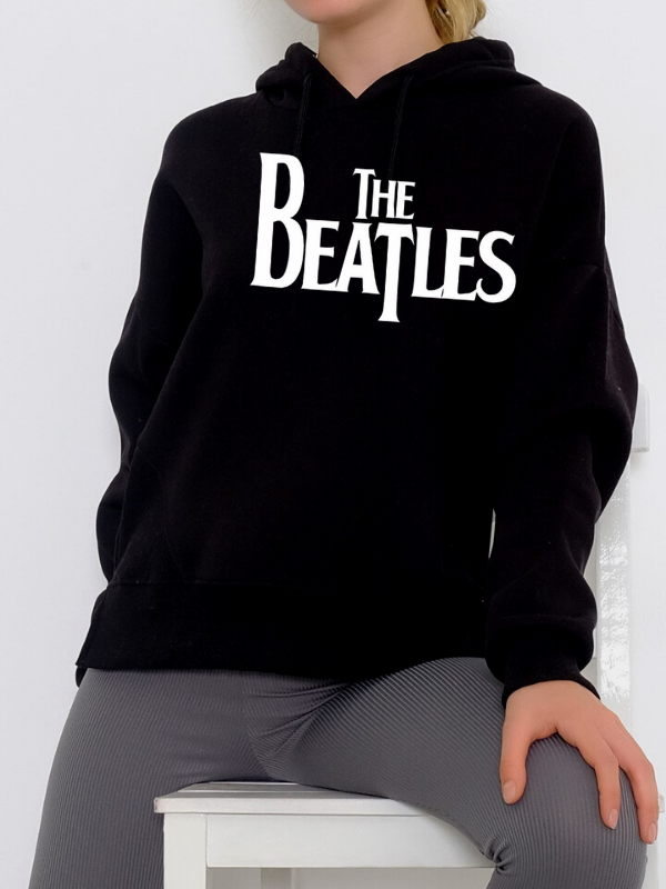 The Beatles Baskılı Kadın Sweatshirt Siyah…
