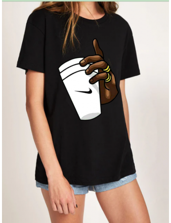 Siyah Baskılı Kadın T-shirt