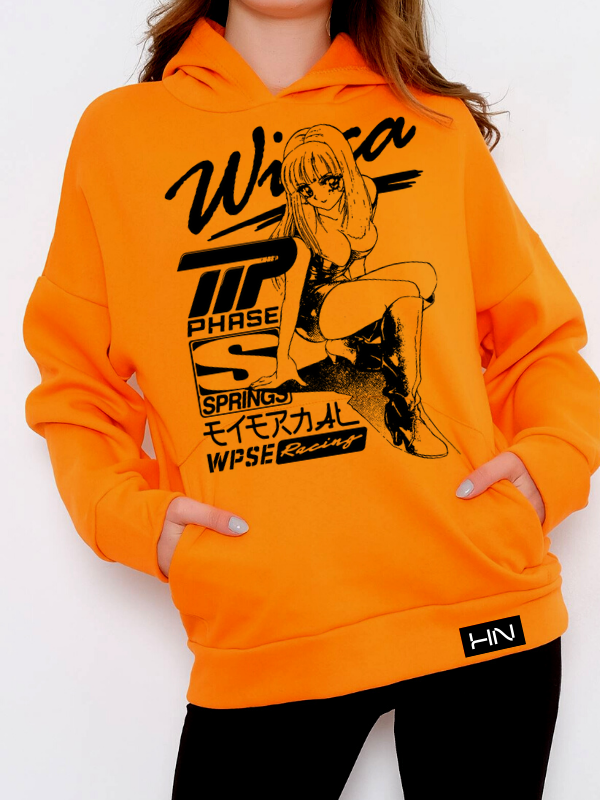WPSE Baskılı 3 İplik Kadın Sweatshirt Turuncu…
