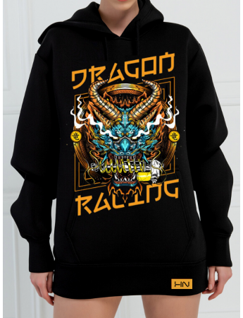 Dragon Baskılı 3 İplik Kadın Sweatshirt Siyah