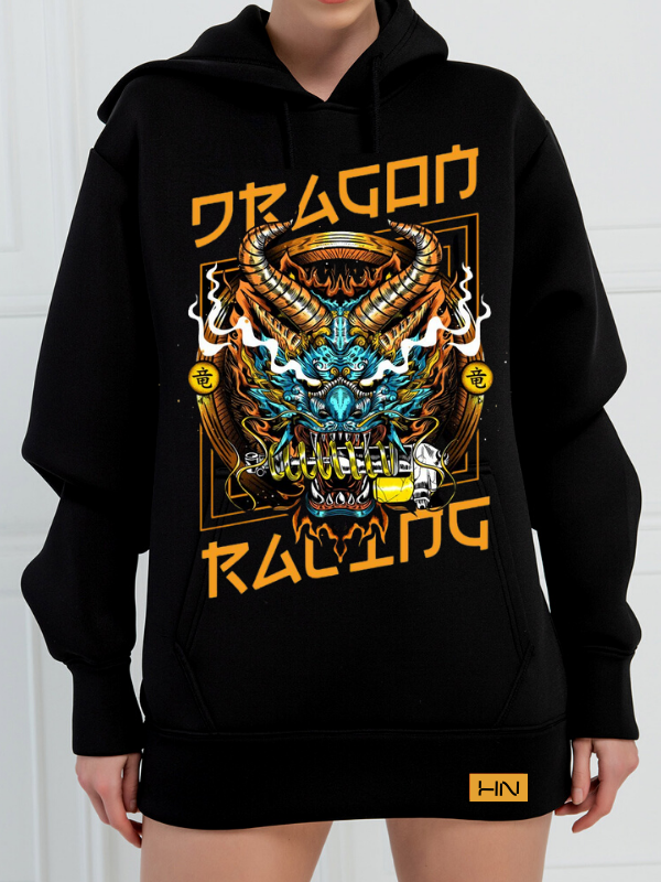 Dragon Baskılı 3 İplik Kadın Sweatshirt Siyah…
