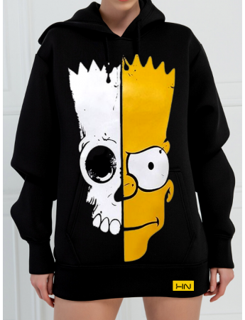 Stampe Baskılı 3 İplik Kadın Sweatshirt Siyah