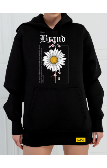 Brand Baskılı 3 İplik Kadın Sweatshirt Siyah…