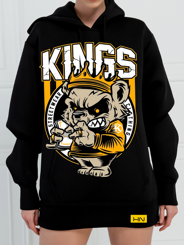 Kings Baskılı 3 İplik Kadın Sweatshirt Siyah…