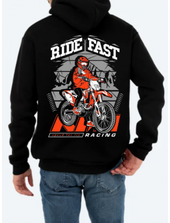 Bide Fast Baskılı Erkek Sweatshirt Siyah