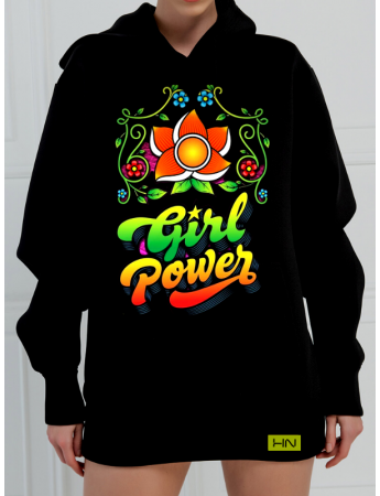 Girl Power Baskılı Kadın Sweatshirt Siyah