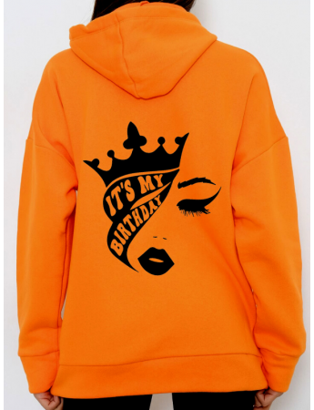 Blessed Baskılı Kadın Sweatshirt Turuncu