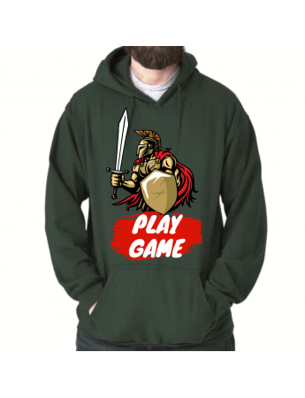 Play Game Baskılı Erkek Sweatshirt Haki