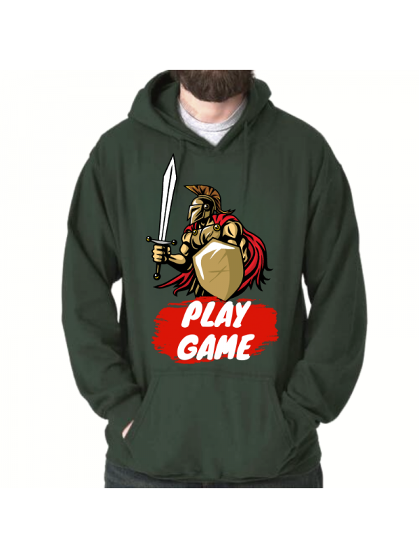 Play Game Baskılı Erkek Sweatshirt Haki…