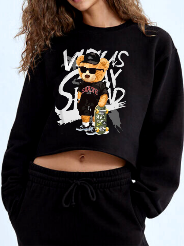 Ayıcık Baskılı Kadın Crop Sweatshirt…