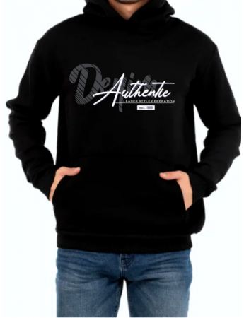 Denim Baskılı Erkek Sweatshirt Siyah