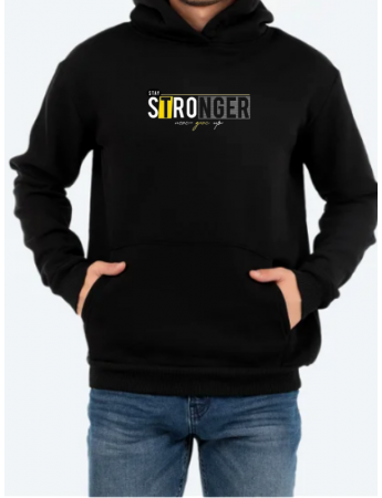 Stronger Baskılı Erkek Sweatshirt Siyah