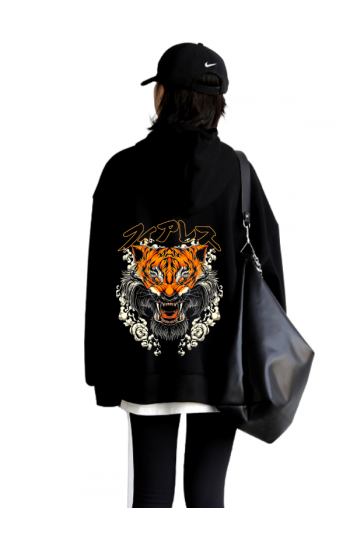 Aslan Baskılı Kadın Sweatshirt Siyah 01…
