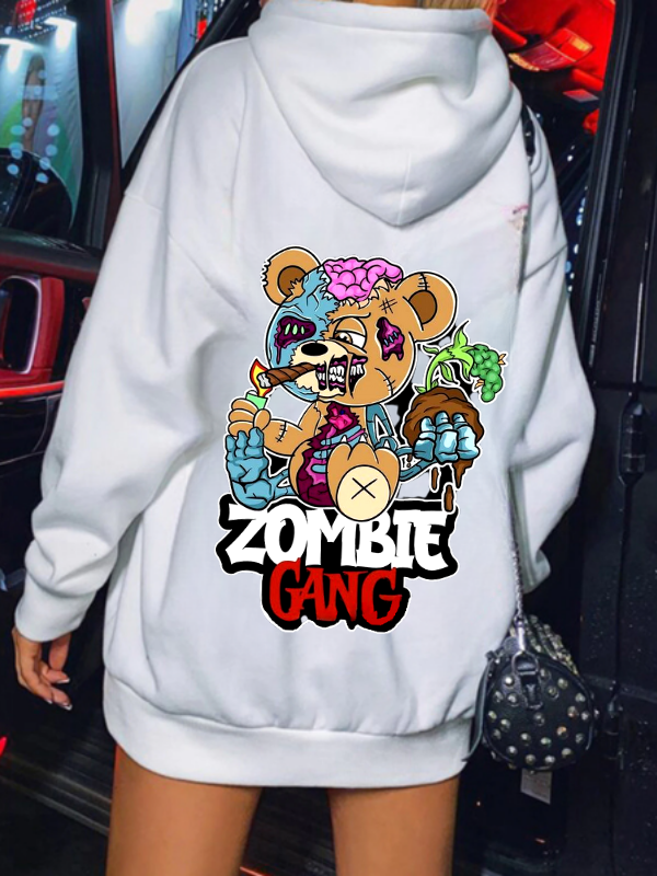 Zombie Gang Baskılı Kadın Sweatshirt Beyaz…