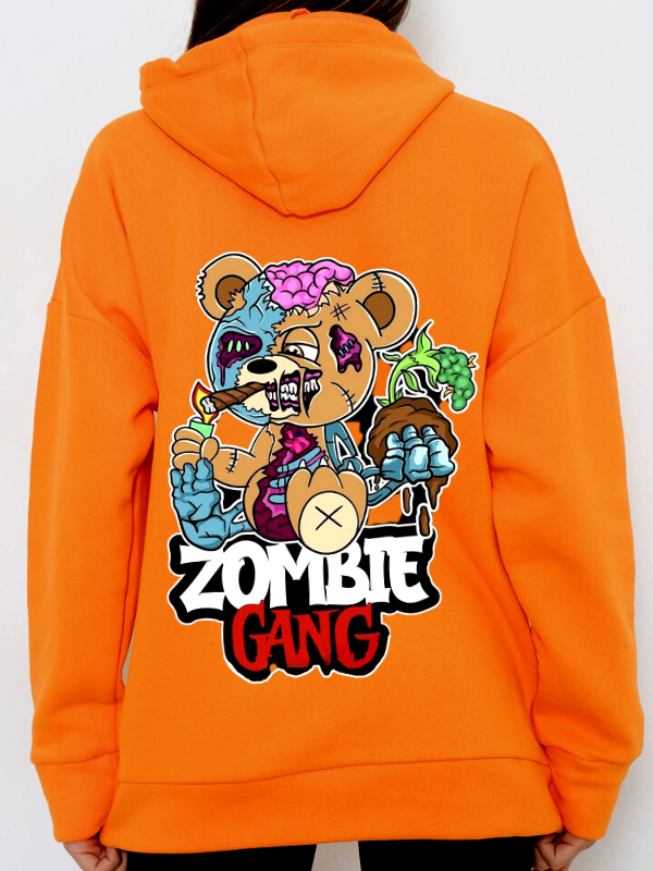Zombie Gang Baskılı Kadın Sweatshirt Hardal…