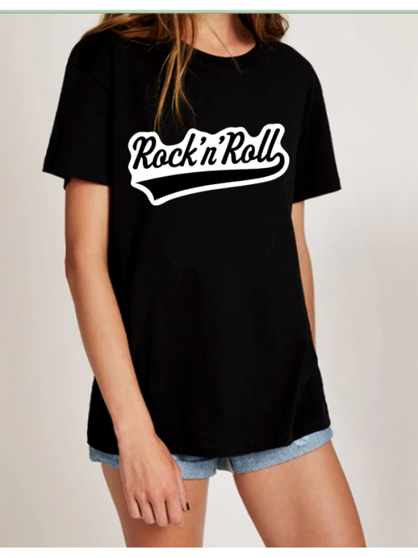 Rock n Roll Baskılı Kadin Tişört…