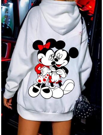 Mcky Baskılı Kadin Sweatshirt Beyaz