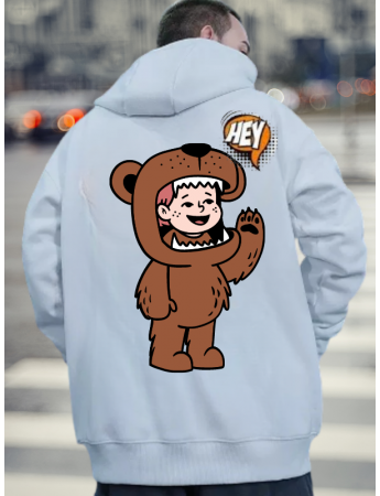 Hey Baskılı Erkek Sweatshirt Beyaz