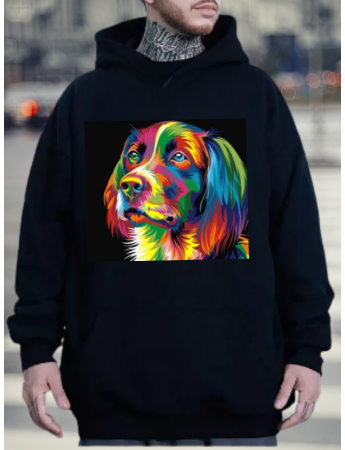 Hayvan Figürlü Baskılı Erkek Sweatshirt Siyah