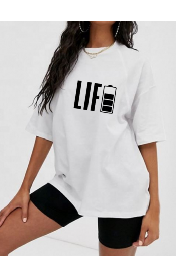Life Baskılı Kadın Tişört Beyaz…
