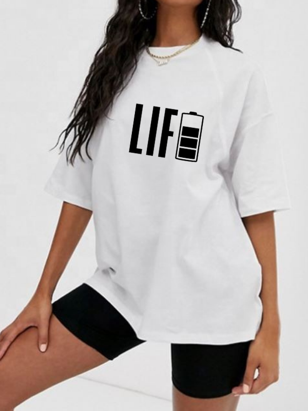 Life Baskılı Kadın Tişört Beyaz…