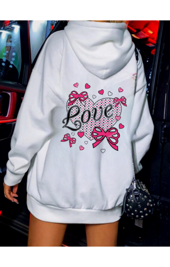 Love Baskılı Kadın Sweat Beyaz 01…