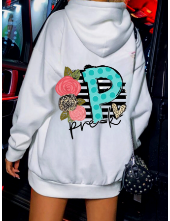 Prek Baskılı Kadın Sweat Beyaz