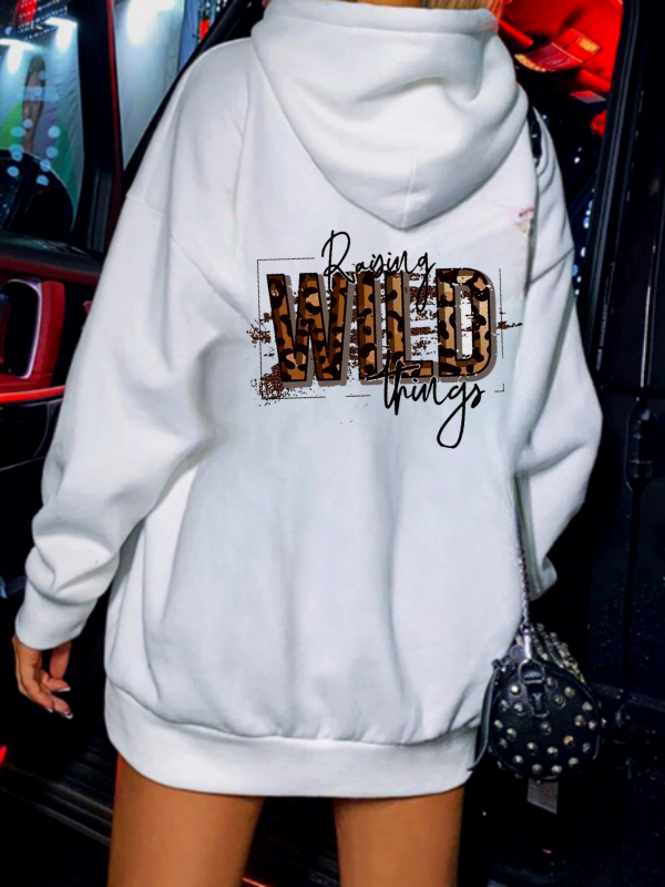 Wild Baskılı Kadın Sweat Beyaz…
