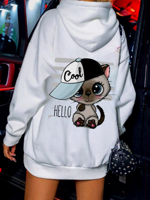 Cool Hello Baskılı Kadın Sweat Beyaz…