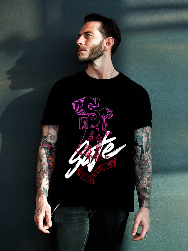 SR Baskılı T-Shirt Siyah…