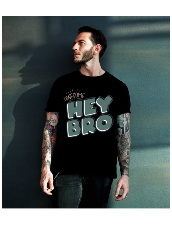 Hey Bro Baskılı Erkek Tshirt - Siyah