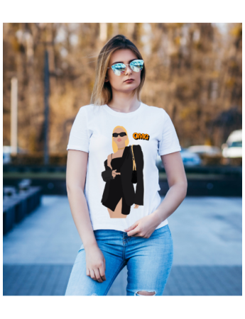 OMG Baskılı Kadın Tshirt - Beyaz