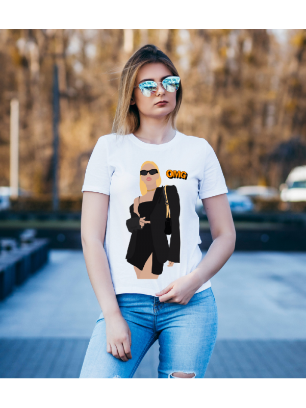 OMG Baskılı Kadın Tshirt - Beyaz…