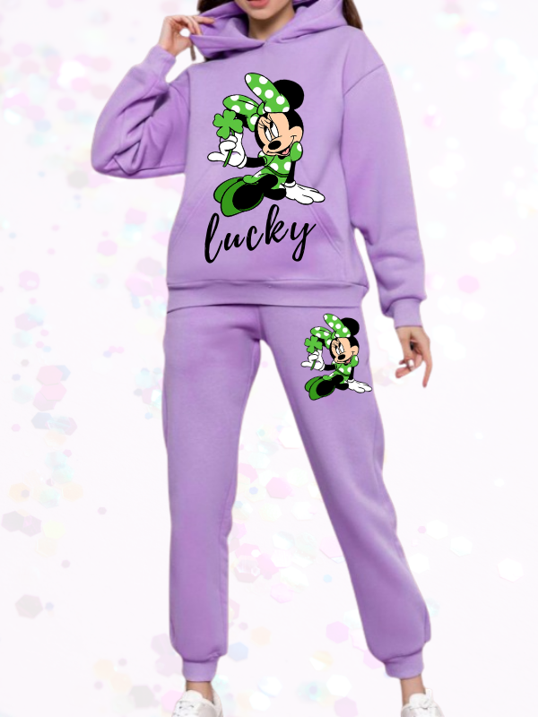 Lucky ve Mk Baskılı Jogger Lila Kadın Eşofman Takımı…