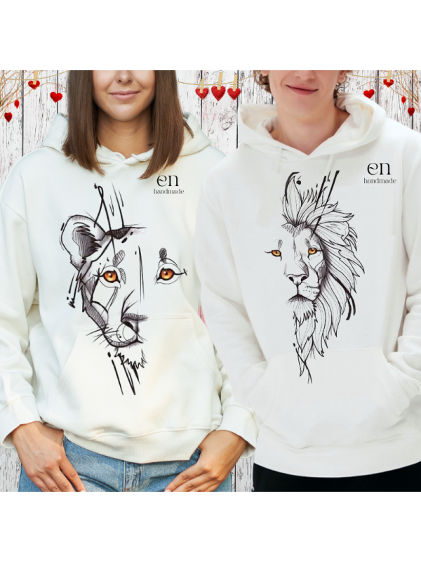 Dişi ve Erkek Aslan Baskılı Kişiye Özel Sweatshirt Lisanslı…