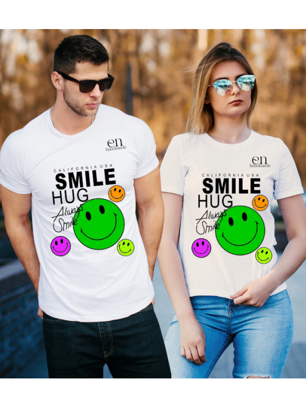Always Smile Baskılı Sevgili Kombini T-shirt…