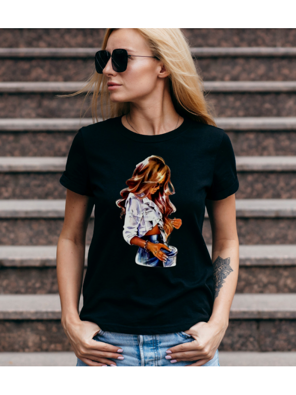 Baskılı Kısa Kol Tshirt - SİYAH…