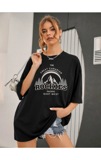 Rockies Baskılı Kadın T-Shirt Syah…