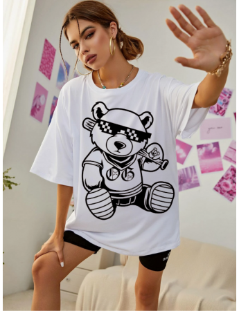 Ayıcık Baskılı Kadın T-Shirt