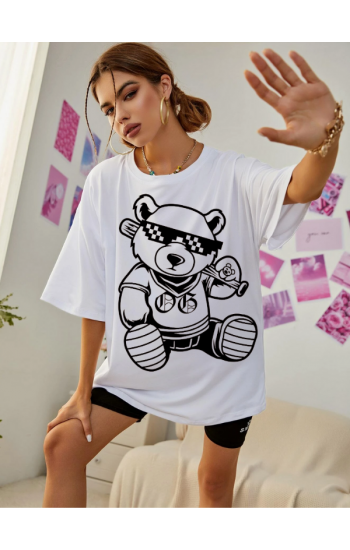 Ayıcık Baskılı Kadın T-Shirt…