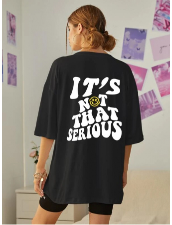 IT's Not Baskılı Kadın T-Shirt Syah