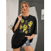 Emoji Baskılı Kadın T-Shirt Syah