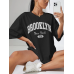 Brooklyn Baskılı Kadın T-Shirt Syah