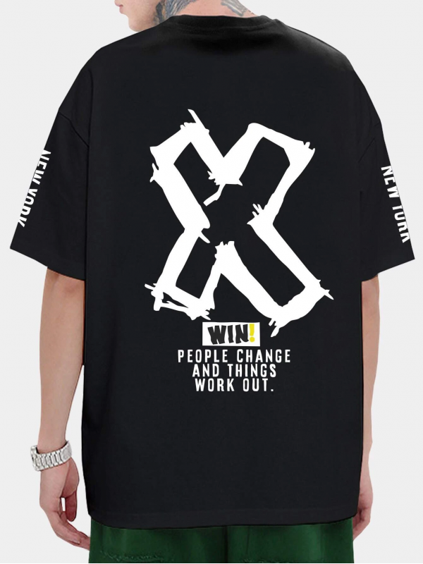 New York Baskılı Erkek Tshirt Siyah…