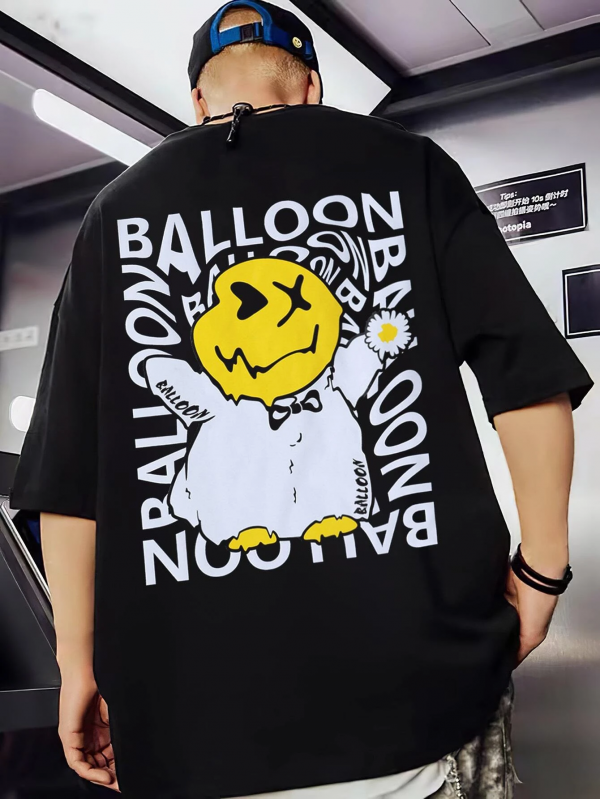 Balloon Baskılı Erkek Tshirt Siyah…