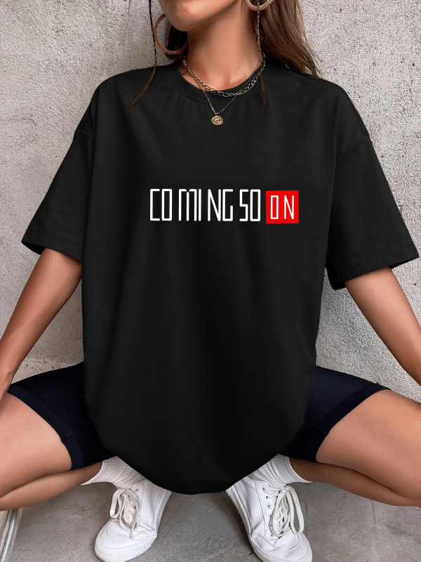 COMİNGSOON Baskılı Oversize Kadın T-Shirt Siyah…