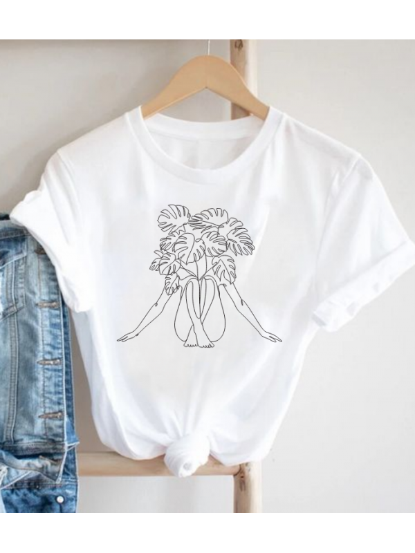 İllüstrasyon Baskılı Kadın Beyaz Tshirt Tişört…