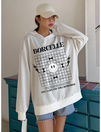 Borcelle Baskılı Kadın Sweat Beyaz