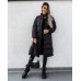 Kadın Uzun Kollu Jessica Mat Kumaş Midi Boy Mont Siyah